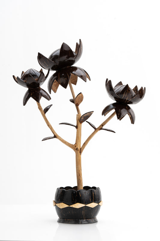 Handcrafted Coconut Shell Lotus Blossom