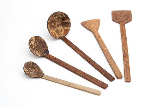 Handcrafted Wooden & Coconut Shell Kitchen Utensils – Eco-Friendly & Sustainable